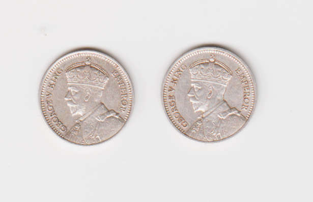 Lot of two 1932 Southern Rhodesia Silver 3 pence