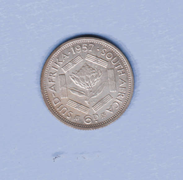 1957 SA Union Silver 6 Pence