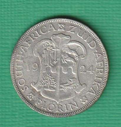 1924 Silver South Africa Florin.