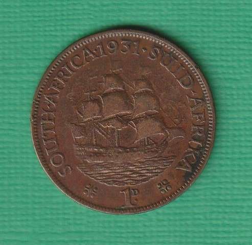 1931 South Africa Union Bronze One Penny