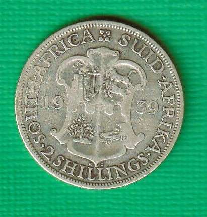 1939 South Africa Silver Two Shilling. As per scan.