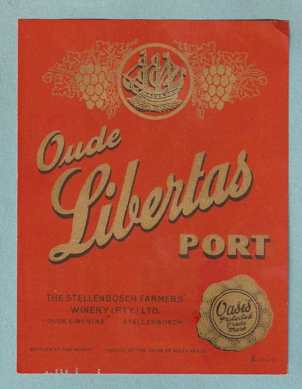3 x Vintage Wine Bottle Labels. Stellenbosch Winery, Oude Libertas Port, Zonnheimer, Ship White Port