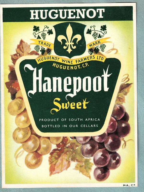 3 x Vintage Wine Bottle Labels. Huguenot Wine, Golden City Dry, Hanepoot Sweet, Volson Semi-Soet.