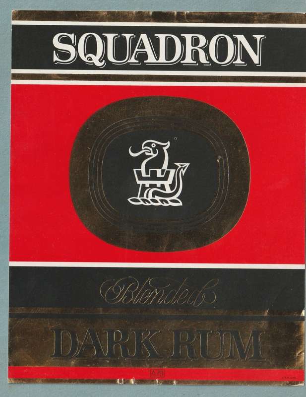 2 x Vintage Bottle Lables, Squadron Dark Rum, Blended White Rum.