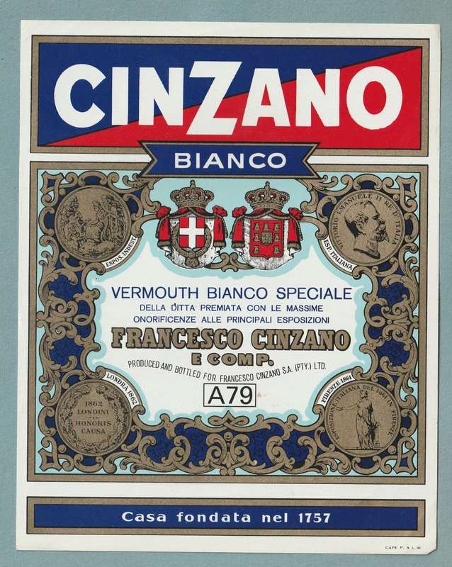 2 x Vintage Bottle Lables, Cinzano Blanco and Cinzano Secco.