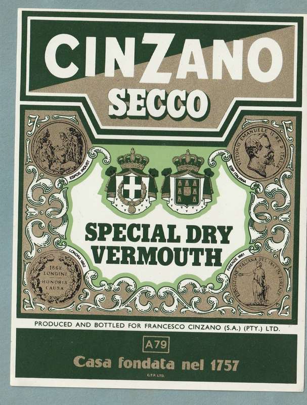 2 x Vintage Bottle Lables, Cinzano Blanco and Cinzano Secco.
