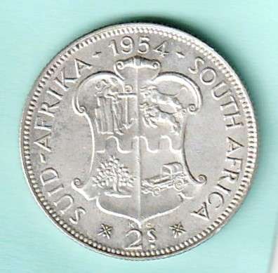 1945 South Africa Union Silver Two Shilling. As per scan.