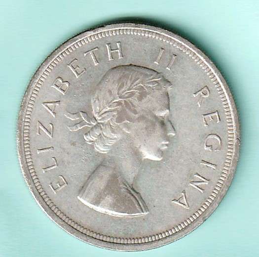 1957 South Africa Union Silver Five Shilling. As per scan.