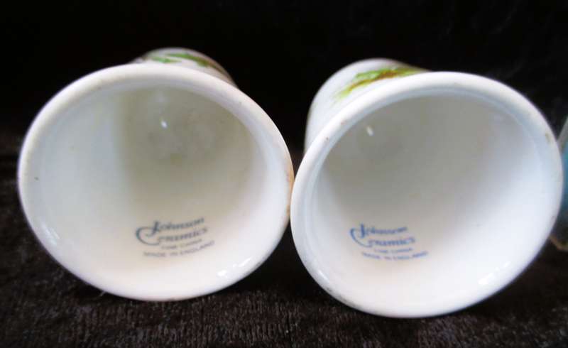 Lot of 2 Vintage Large Johnson Ceramics Fine China Porcelain Thimbles 45mm high.