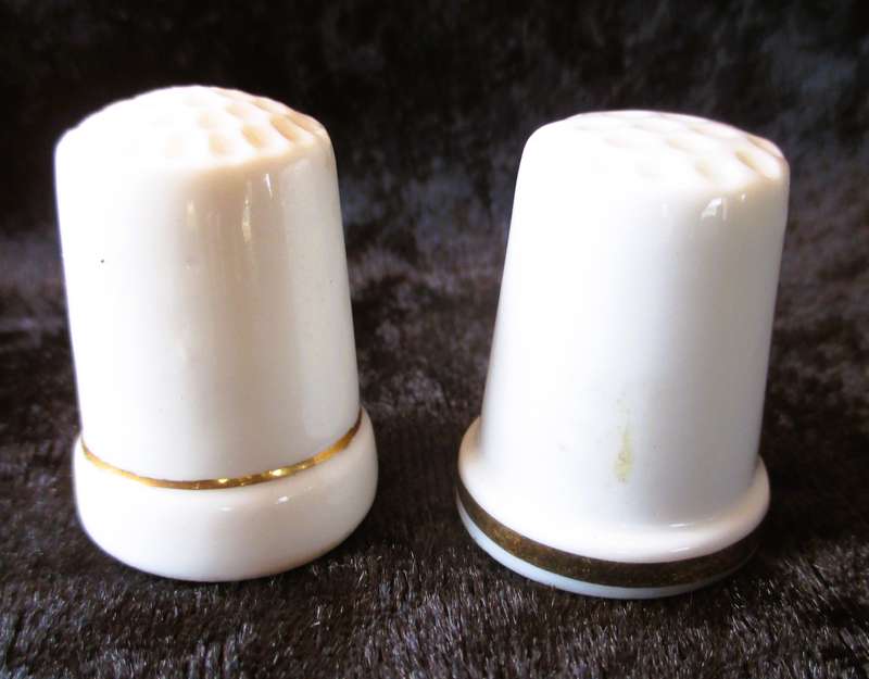 Lot of 2 Vintage Fine China Porcelain Thimbles, as per photo. 30mm high