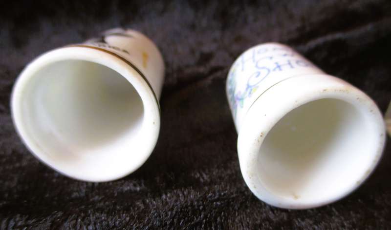 Lot of 2 Vintage Fine China Porcelain Thimbles South Africa, as per photo. 30mm high