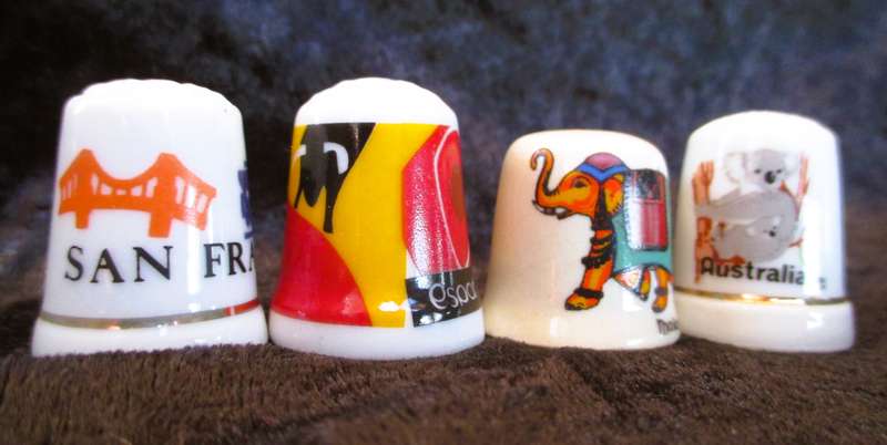 Lot of 4 Vintage Fine China Porcelain Thimbles from different countries, as per photo. 30mm high