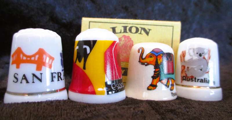 Lot of 4 Vintage Fine China Porcelain Thimbles from different countries, as per photo. 30mm high