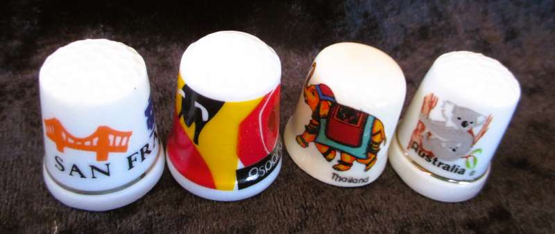 Lot of 4 Vintage Fine China Porcelain Thimbles from different countries, as per photo. 30mm high