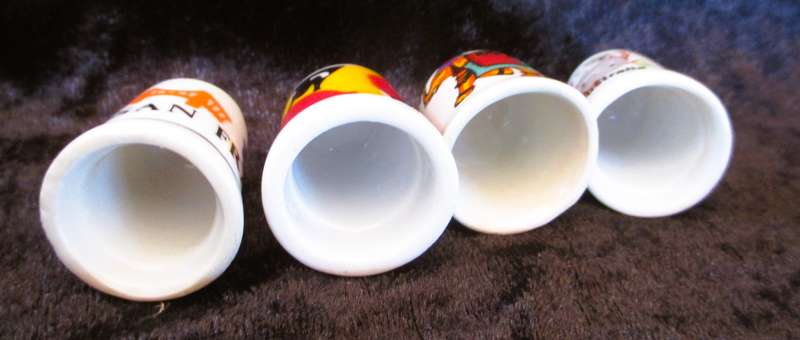 Lot of 4 Vintage Fine China Porcelain Thimbles from different countries, as per photo. 30mm high