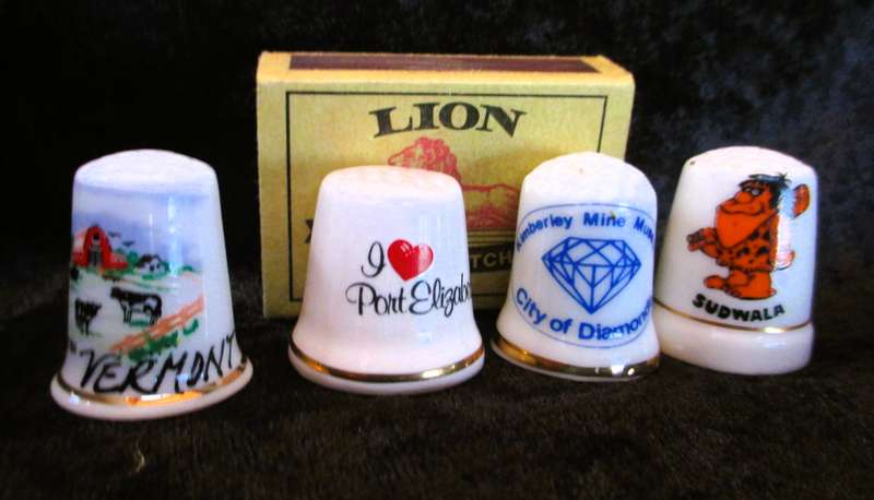 Lot of 4 Vintage Fine China Porcelain Thimbles from places in South Africa, as per photo. 30mm high