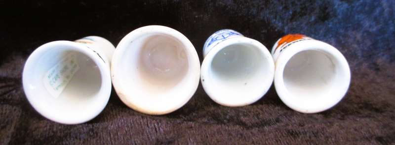 Lot of 4 Vintage Fine China Porcelain Thimbles from places in South Africa, as per photo. 30mm high