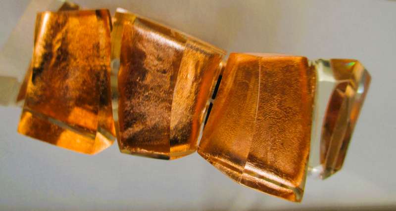 Emocion by Zsiska bracelet, rose gold leave and resin. Designers fashion satement.
