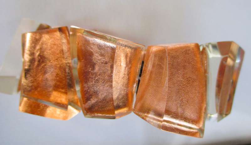 Emocion by Zsiska bracelet, rose gold leave and resin. Designers fashion satement.