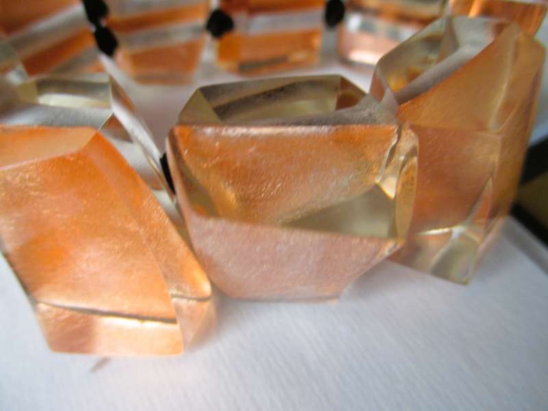 Emocion by Zsiska bracelet, rose gold leave and resin. Designers fashion satement.