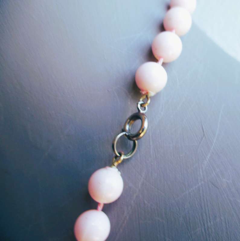 Vintage Soft Pink Round Bead Necklace. Hand strung.  54cm.
