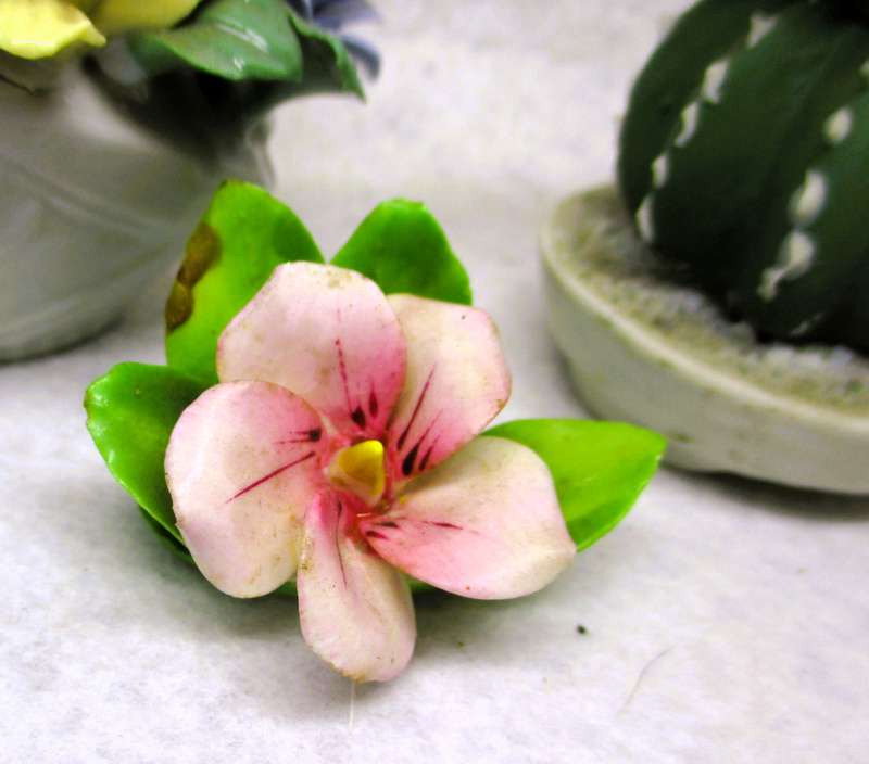 Vintage Bone China 3 piece Fine Porcelain Flower basket, Cactus and Royal Adderley Rose. basket 8cm