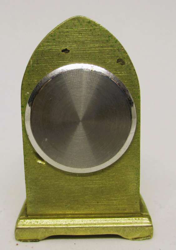 Vintage Miniature Spanish Style Desk Clock Brass, Quartz. 50mm high
