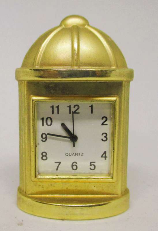 Vintage Miniature Domed Style Desk Clock Brassl, Quartz. 50mm high