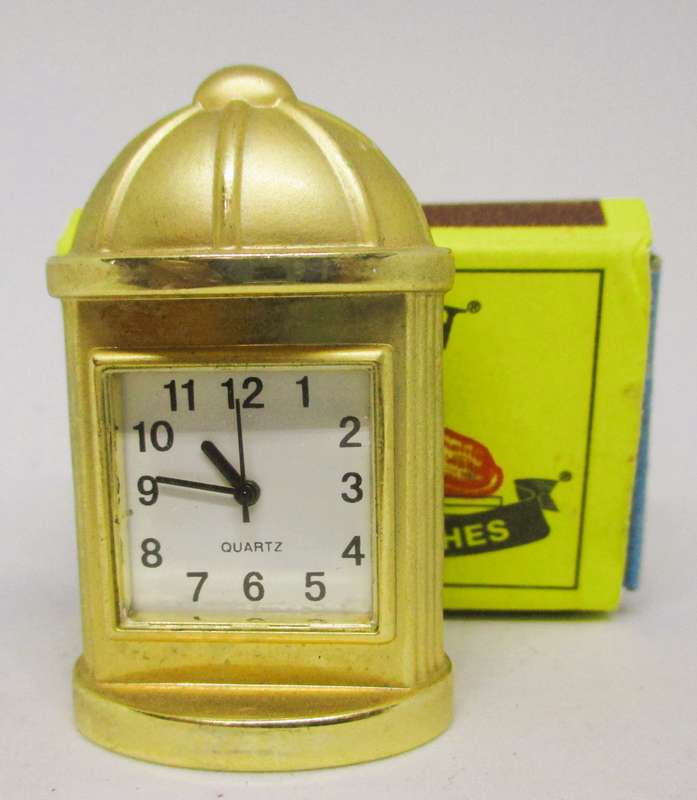 Vintage Miniature Domed Style Desk Clock Brassl, Quartz. 50mm high
