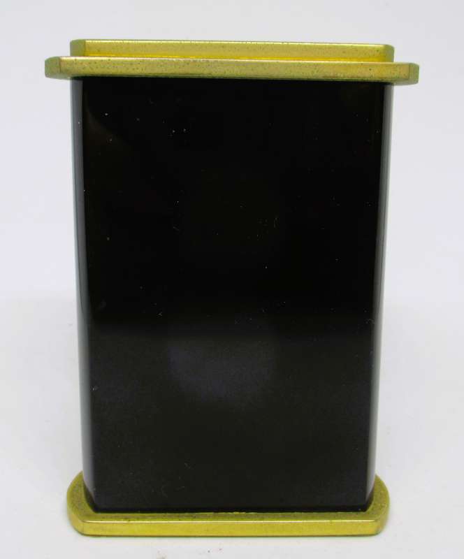 Vintage Miniature Stylish Black and Brass Desk Clock, Quartz. 85x55mm