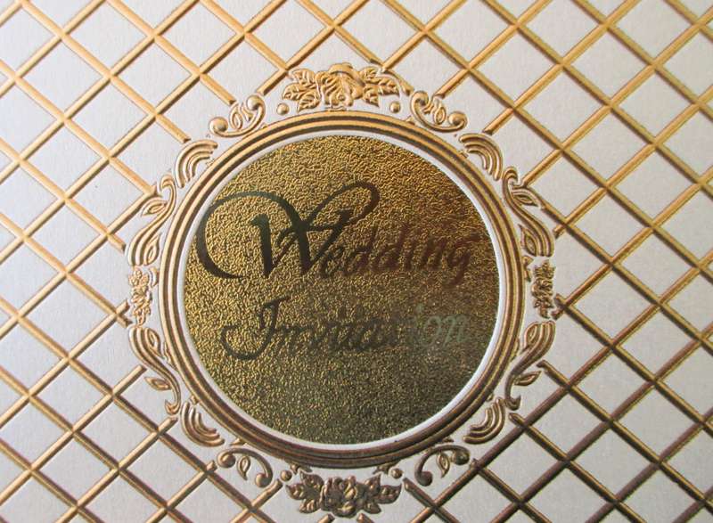 20 Vintage Satin and Lace Beige, gold embossed finishes Wedding Invation Cards with Envelopes. 17x12