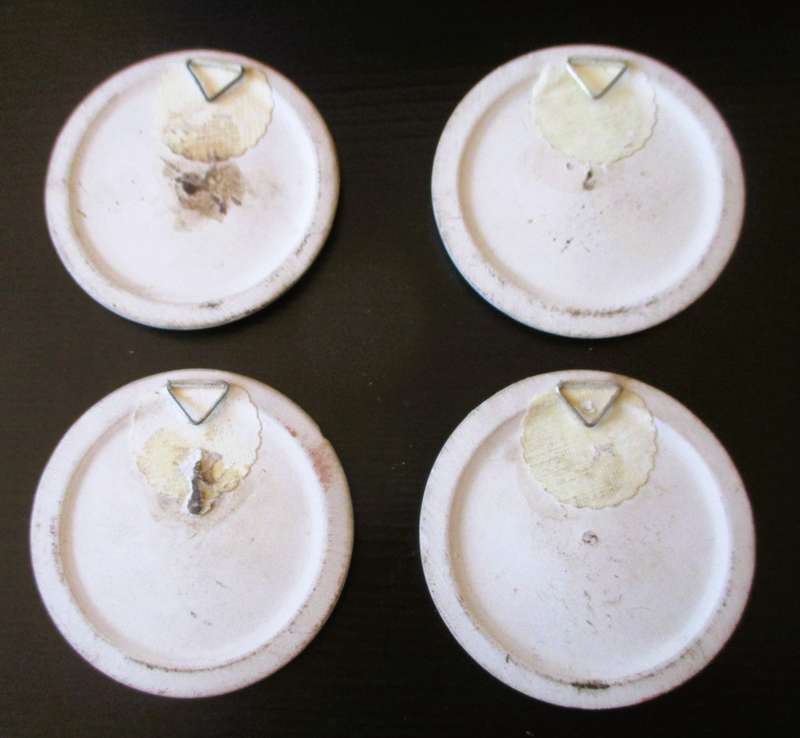 Vintage H R Johnson Round Ceramic 4 Trivet Tile Wall Hangings with Butterflies, 75mm diameter.