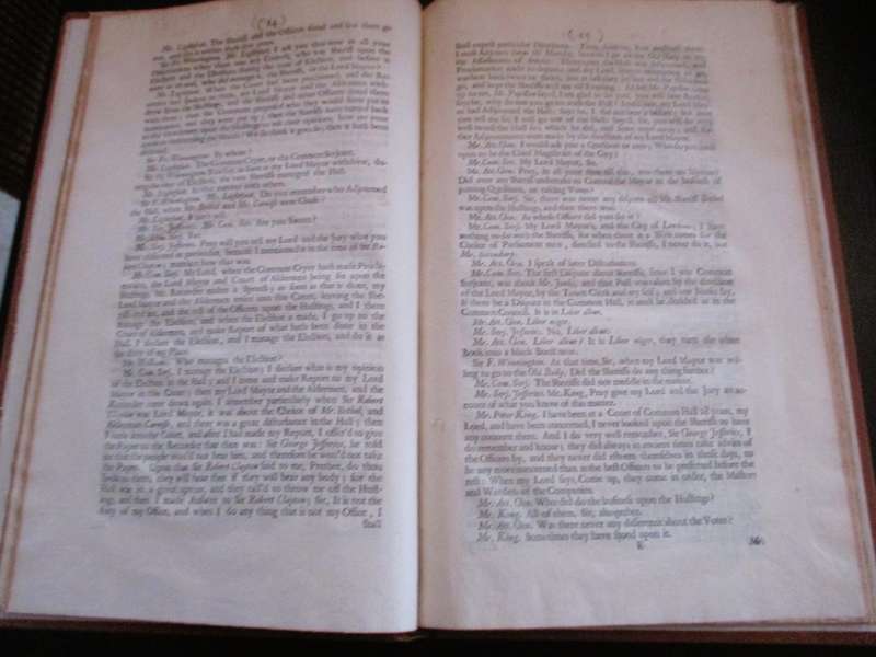 Antique Law Records in Leather bind. 1682. The Tryal of accused for the Riot at Guild-hall. Original