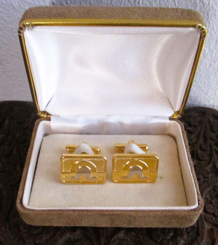 Gold color Libra Cufflinks in Box.
