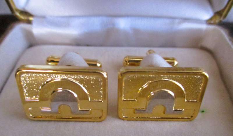 Gold color Libra Cufflinks in Box.