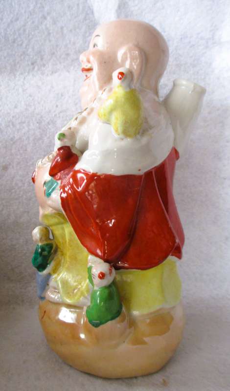 Vintage Chinese Famille Rose Porcelain Laughing Buddha with 5 Children Figurine. 240mm high. Dahua