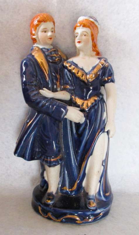 SALE R25 -Victorian Couple, Porcelain. No Markings 165mm high.