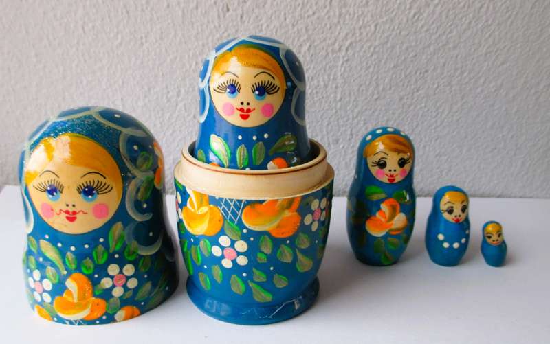 Vintage Hand Painted Russian Matryoshka nested dolls, Lot of 5. Biggest one 130mm high.