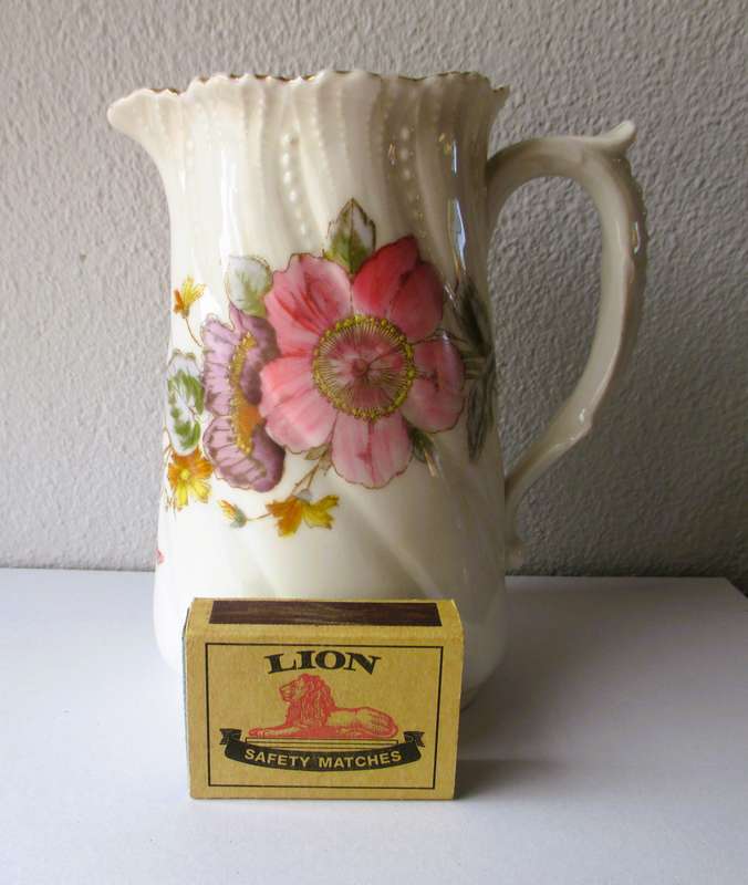 Lovely Vintage fine Porcelain handpainted, Large Pitcher. Small hairline crack, not visible outside