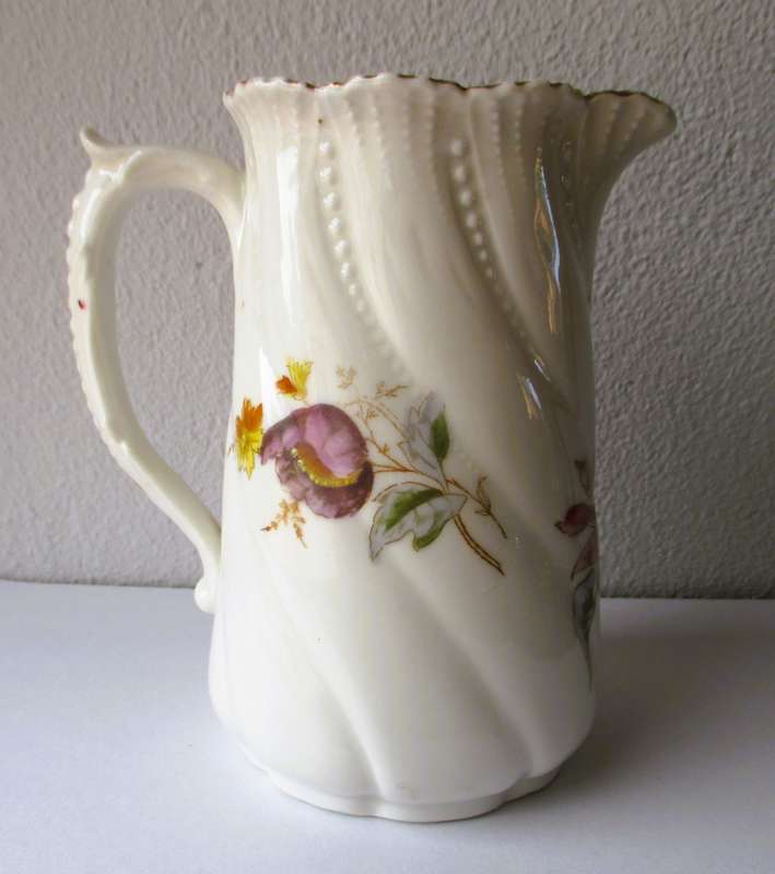 Lovely Vintage fine Porcelain handpainted, Large Pitcher. Small hairline crack, not visible outside