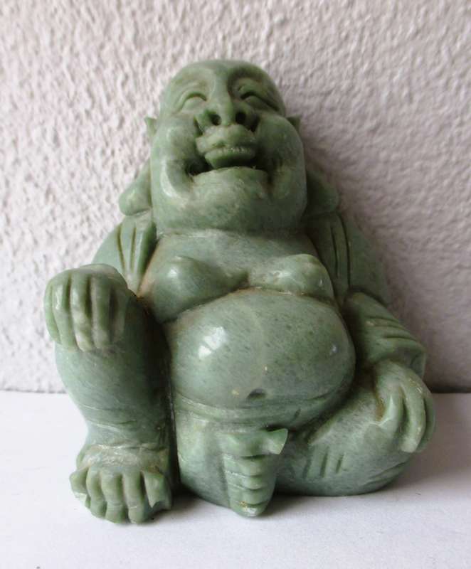 Vintage solid carved jade buddha figure. 60x55mm