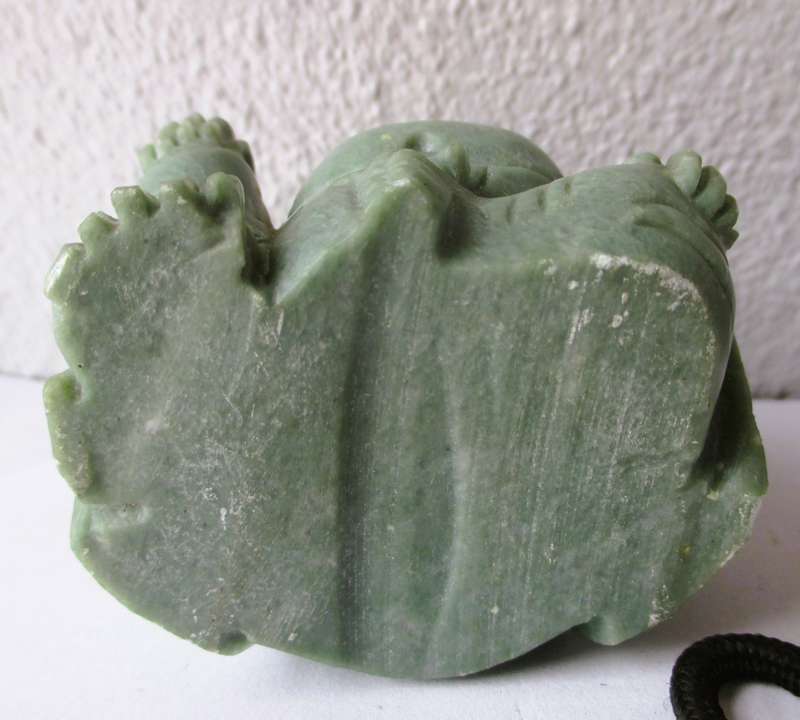 Vintage solid carved jade buddha figure. 60x55mm