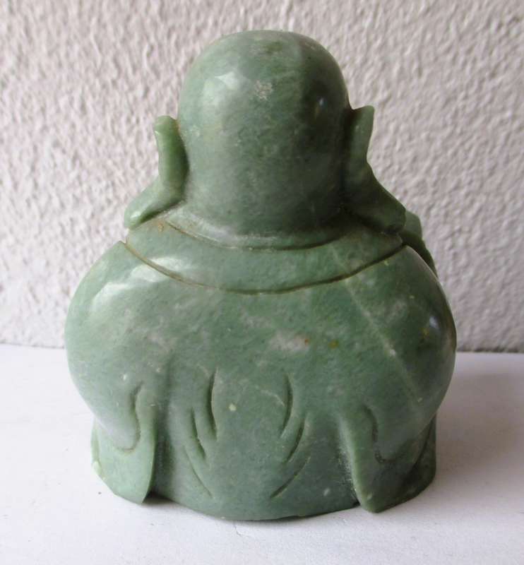 Vintage solid carved jade buddha figure. 60x55mm