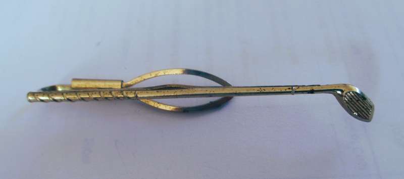 Vintage Stratton Imitation Tie Clip GOLF CLUB Silver Tone 70mm