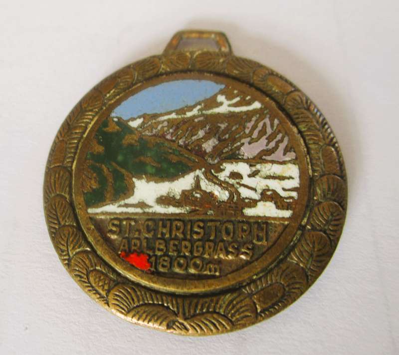 Vintage Enameled St Christoph Arlberstrasse 1600m Medalion