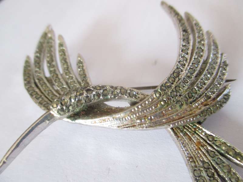 1950s Large Marcasite Hummingbird Brooch, 70x60mm As per photo.