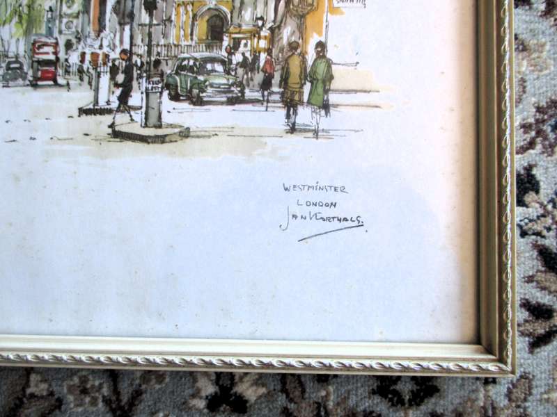 Dutch impressionist Jan Korthals - 1960s lithographic print, watercolour Westminster, Framed 250x340