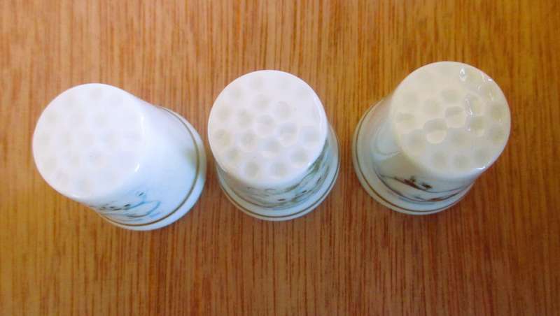 Set of  White Porcelain Thimbles - Arctic Animals. Morehead Inc.