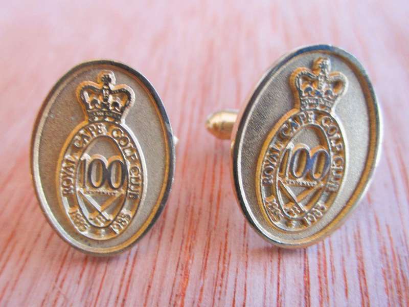 Vintage 1985 100yr Commemoration of the Royal Cape Golf Club gold color Cufflinks
