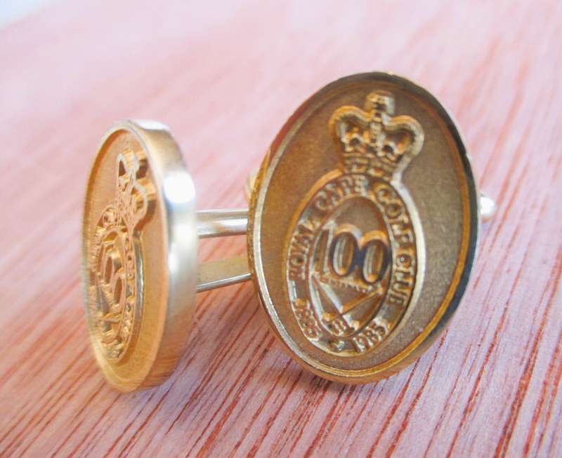 Vintage 1985 100yr Commemoration of the Royal Cape Golf Club gold color Cufflinks